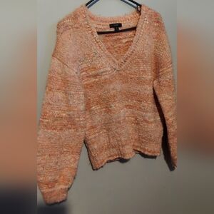 J. Crew Puff Sleeve V Neck Sweater Pink Space Dye Womens S Wool Alpaca Blend